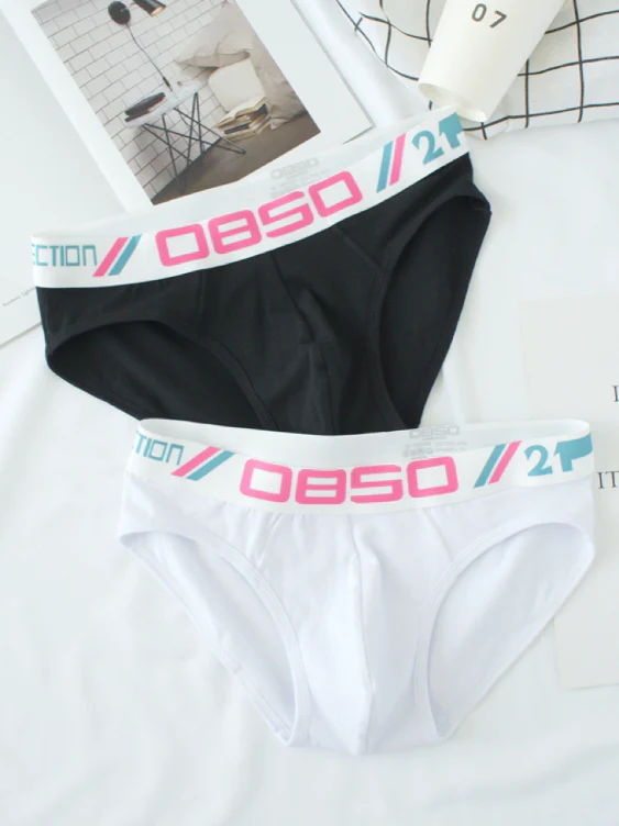 2 PCS Simple Pure Cotton Low Waist High-Cut Brief - Image 11