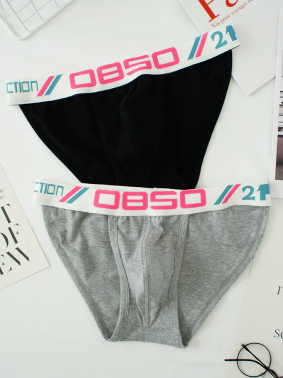 2 PCS Simple Pure Cotton Low Waist High-Cut Brief - Image 17