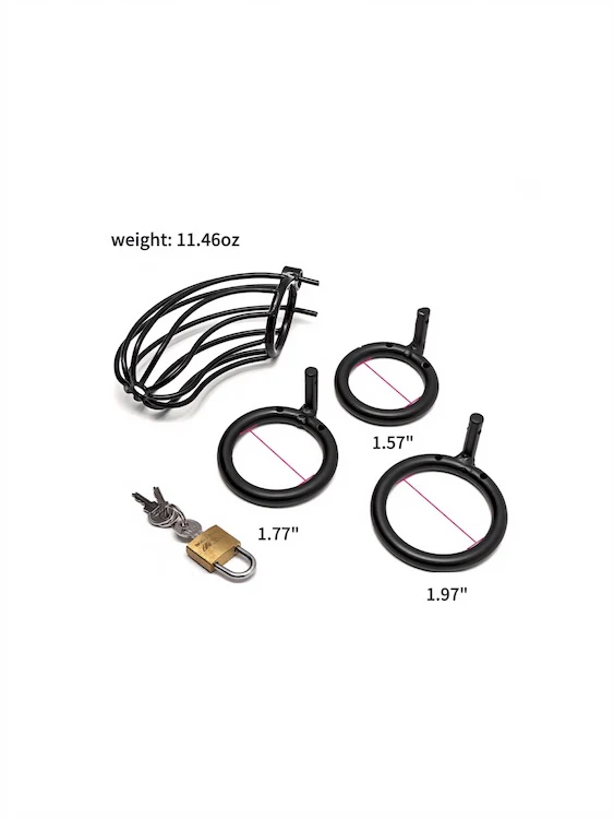 5.5inch Black Metal Cock Cage - Image 2