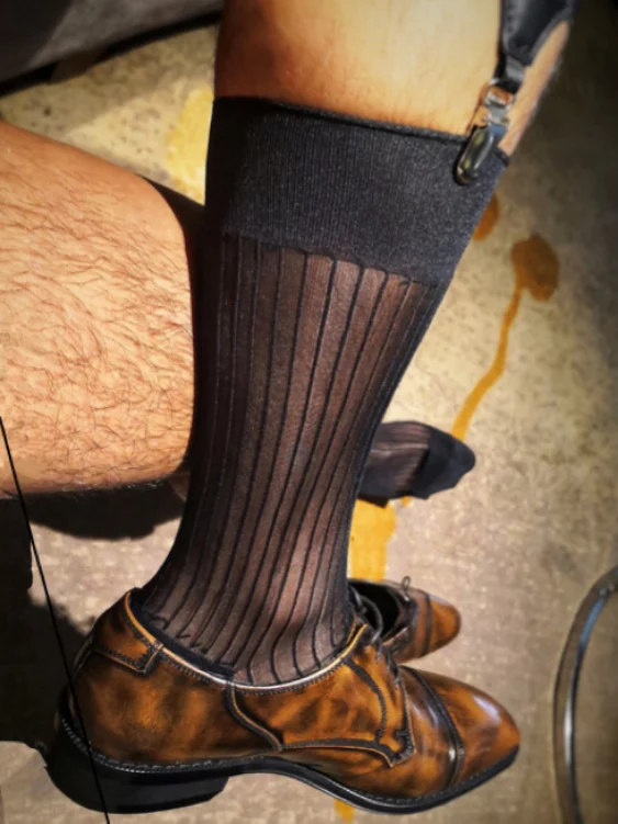 Adjustable Silk Stocking Suspenders with Real Leather Connectors - Image 3