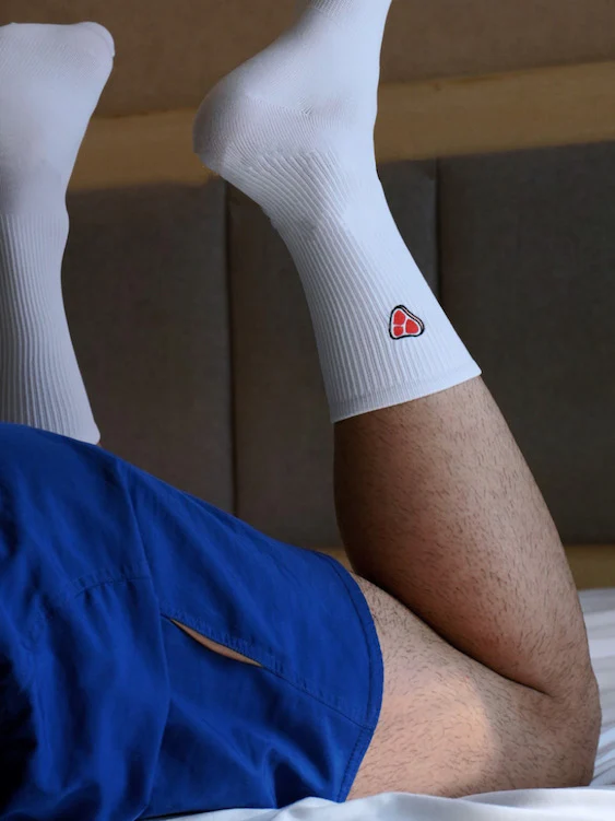 Bacon-printed white Crew socks - Image 3