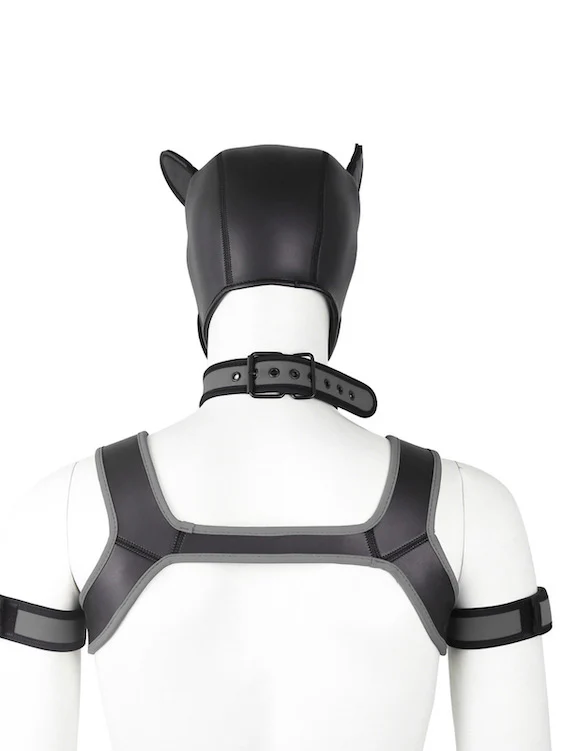 BDSM fetish puppy play gear hood+Collar+Armband+Harness - Image 16