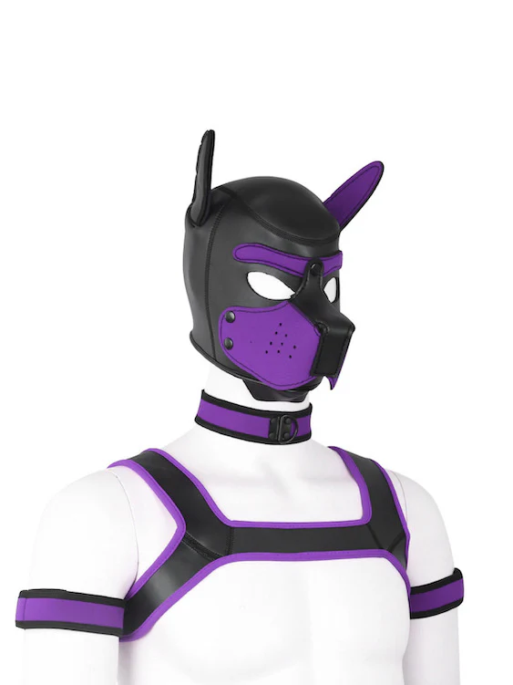 BDSM fetish puppy play gear hood+Collar+Armband+Harness - Image 22