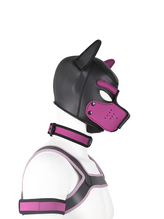 BDSM fetish puppy play gear hood+Collar+Armband+Harness - Image 24