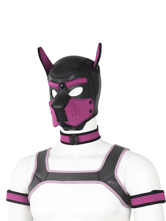 BDSM fetish puppy play gear hood+Collar+Armband+Harness - Image 25