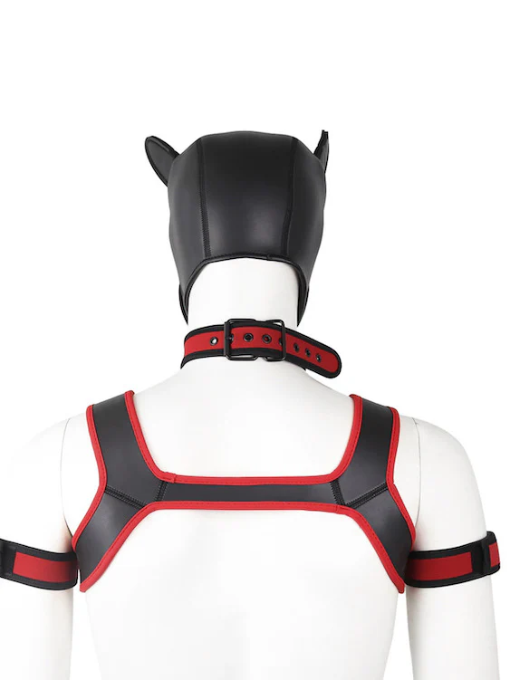 BDSM fetish puppy play gear hood+Collar+Armband+Harness - Image 3