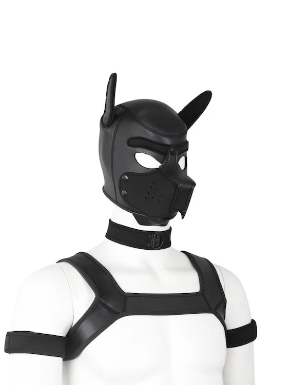 BDSM fetish puppy play gear hood+Collar+Armband+Harness - Image 5
