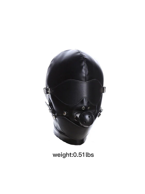 BDSM Gay Men Mask Hood With Eyes Cover And Ball Gag - Image 3