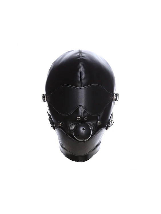 BDSM Gay Men Mask Hood With Eyes Cover And Ball Gag - Image 4