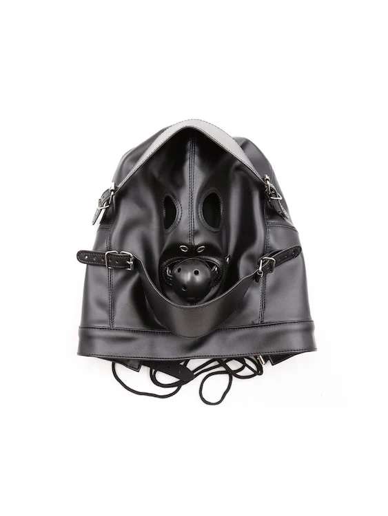 BDSM Gay Men Mask Hood With Eyes Cover And Ball Gag - Image 5