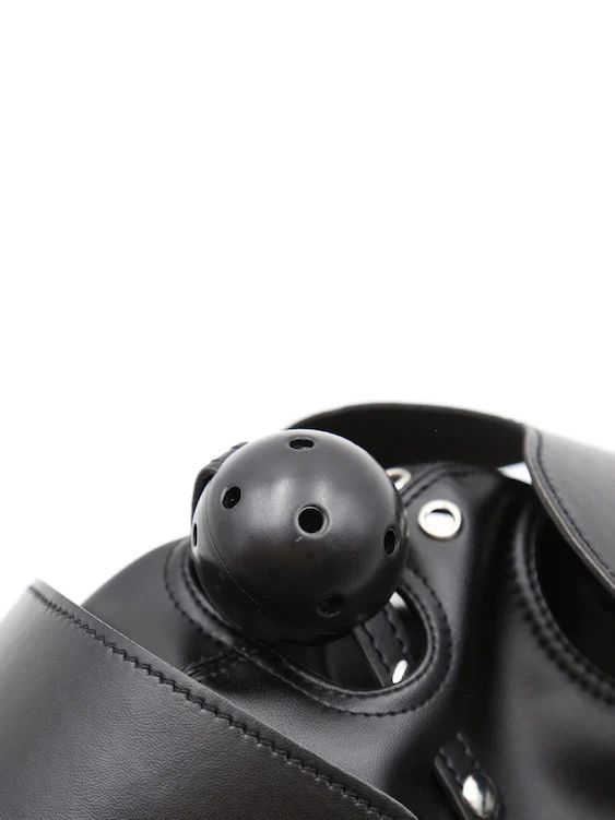 BDSM Gay Men Mask Hood With Eyes Cover And Ball Gag - Image 7