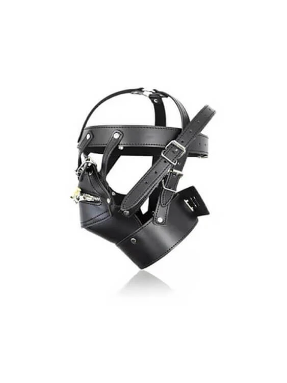 BDSM Leather Bondage Saw Mask Hood - Image 2