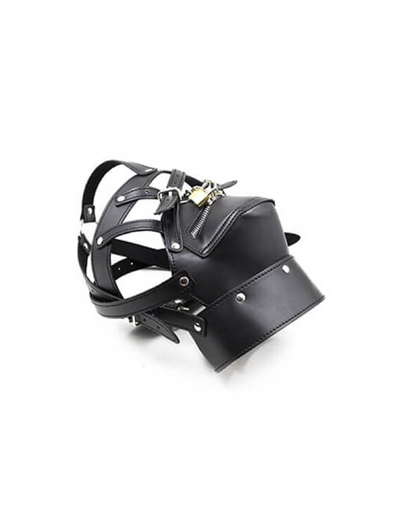 BDSM Leather Bondage Saw Mask Hood - Image 4