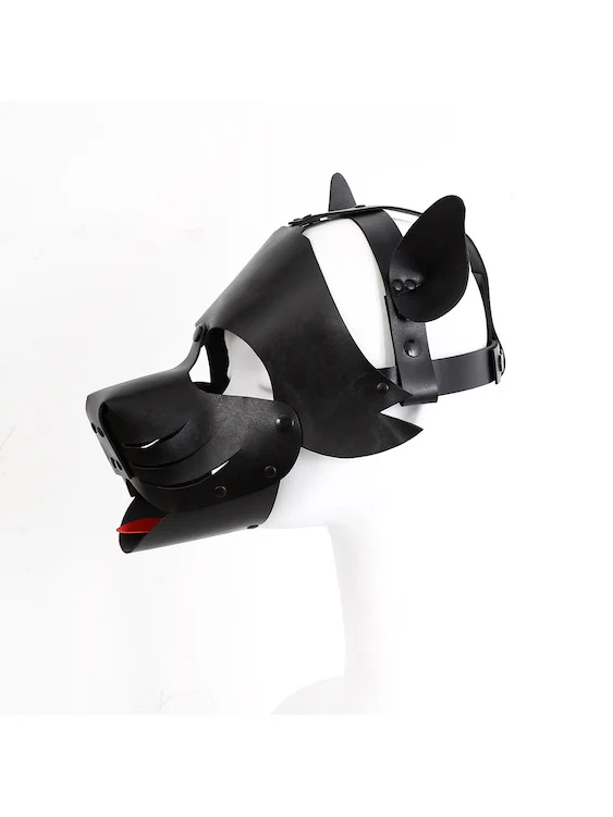 BDSM Puppy Play Gear Leather Puppy Dog Mask Hood - Image 4