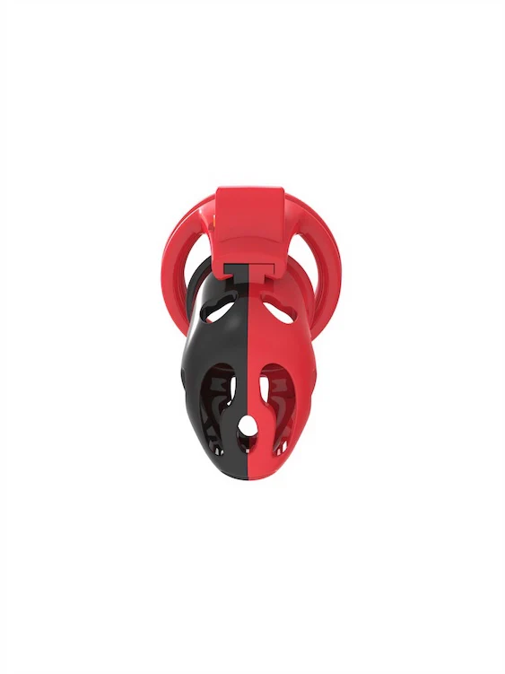 Black And Red Two-Tone Plastic Male Chastity Device - Image 2