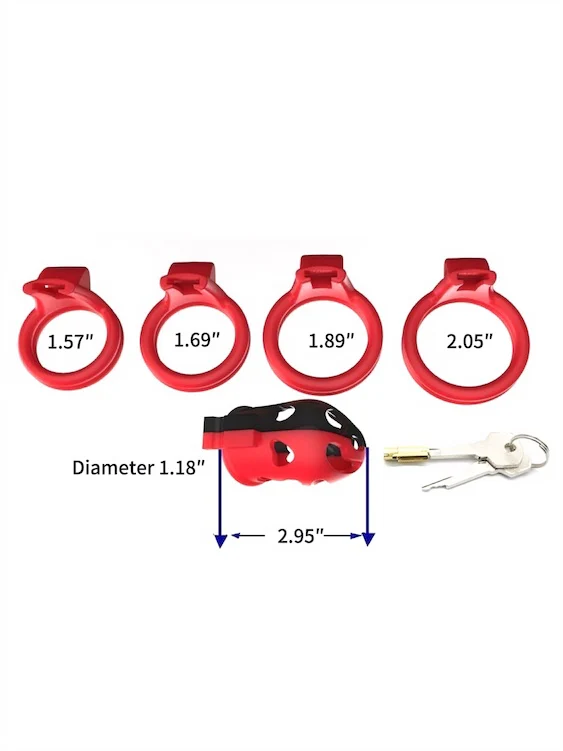 Black And Red Two-Tone Plastic Male Chastity Device - Image 4