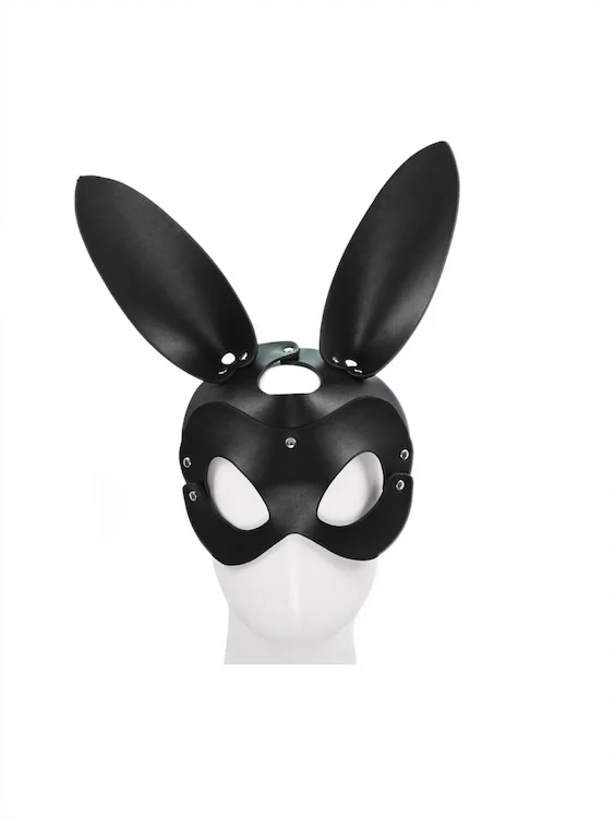 Black Bunny Mask For Fetish Play - Image 7