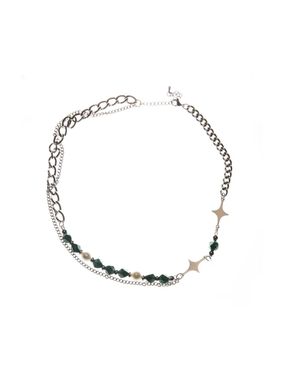 Black Striped Green Turquoise Starry Layered Necklace for Men - Image 5