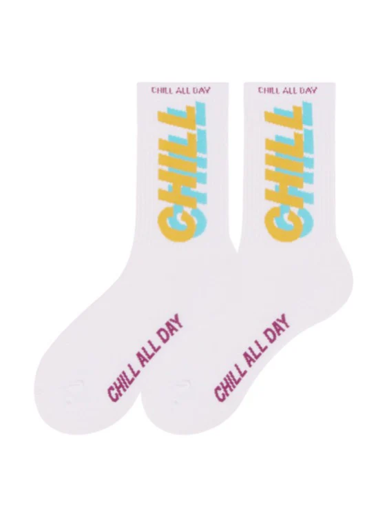 Chill All Day White Crew Socks - Image 3