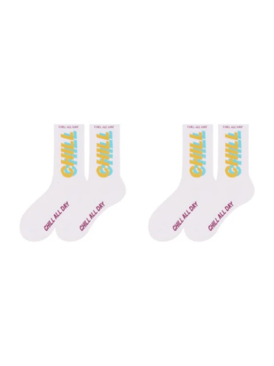 Chill All Day White Crew Socks - Image 4