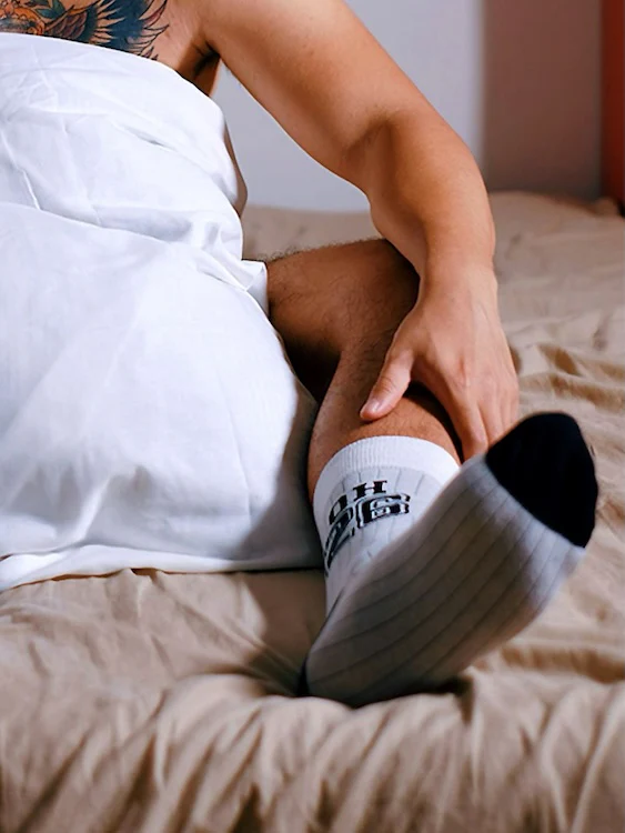 Grey Crew Socks with Printed Numbers and Letters