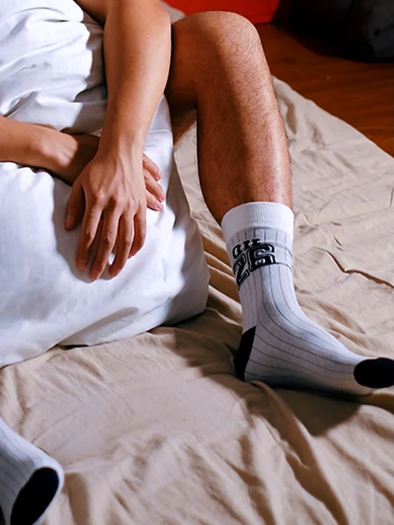 Grey Crew Socks with Printed Numbers and Letters - Image 2