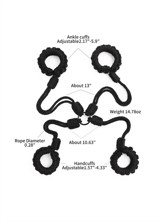 Handmade Bondage Rope Handcuffs and Ankle Cuffs - Image 3