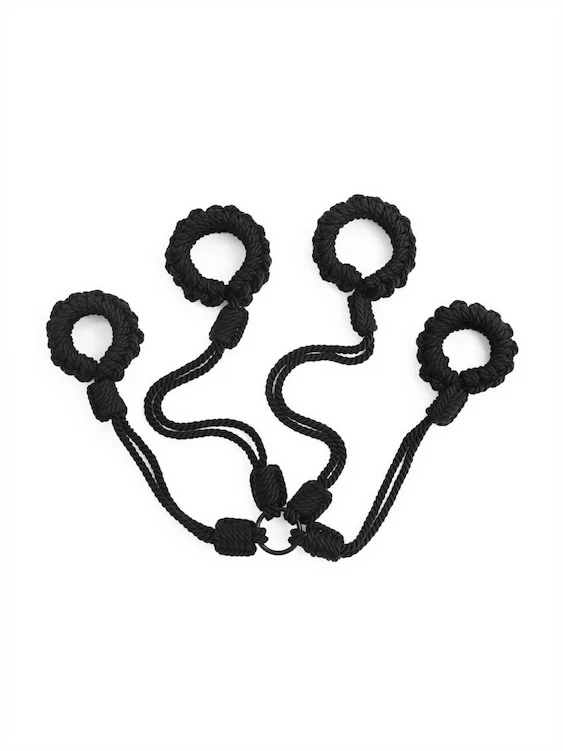 Handmade Bondage Rope Handcuffs and Ankle Cuffs - Image 4