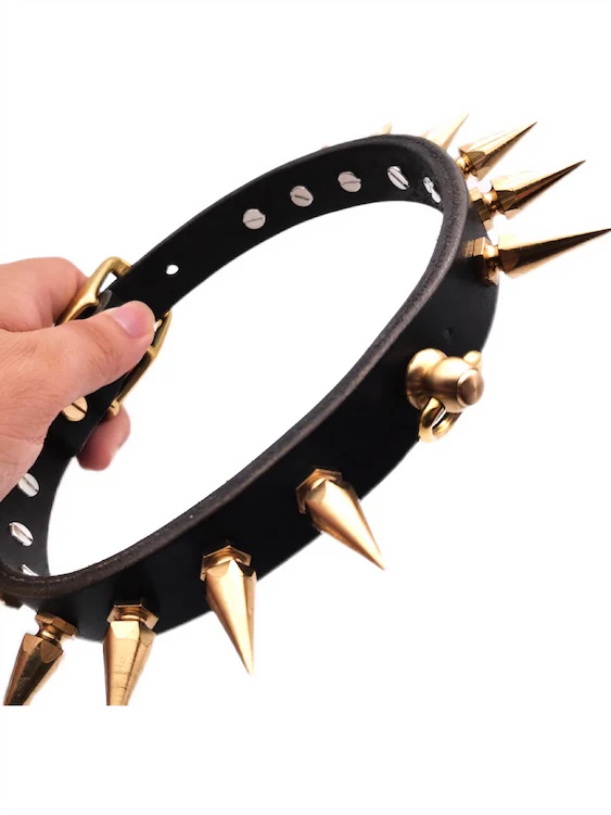 Handmade Leather Studded Puppy Collar - Image 4