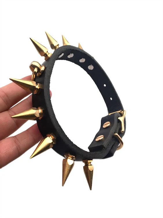 Handmade Leather Studded Puppy Collar - Image 6