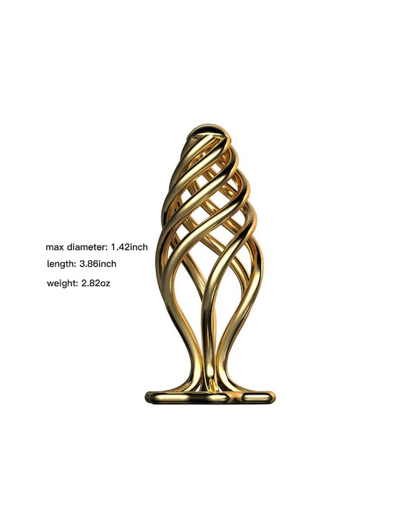 Luxurious Golden Spiral Hollow Stainless Steel Butt Plug - Image 7