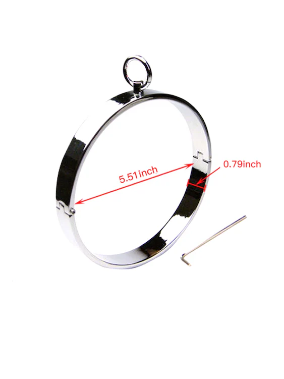 M Logo Stainless Steel Collar With Chain For Gay Men In BDSM - Image 3