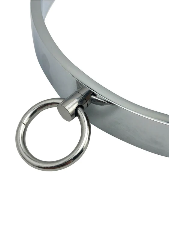 M Logo Stainless Steel Collar With Chain For Gay Men In BDSM - Image 5