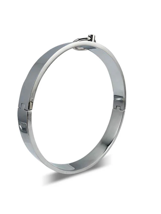 M Logo Stainless Steel Collar With Chain For Gay Men In BDSM - Image 8