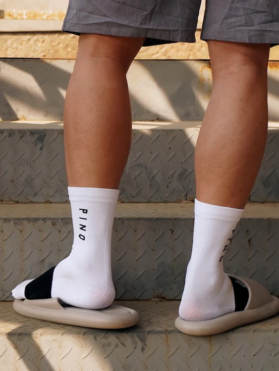 Men's Black and White Block Crew Sock - Image 2