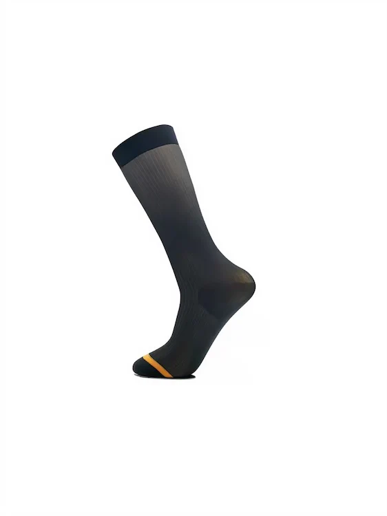 Men's Black Dress Socks With Golden Stripe - Image 5