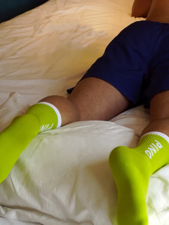 Men's Fluorescent Chartreuse Crew Socks - Image 2