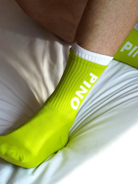 Men's Fluorescent Chartreuse Crew Socks - Image 4