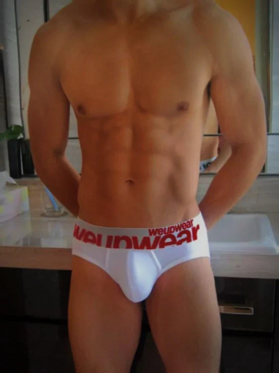 Bold Letter Print Low-Rise Cotton Men's Underwear with Big Pouch Design - Image 3