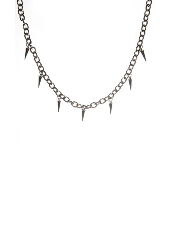 Men's Punk Fringe Rivet Necklace in Titanium Steel - Image 4