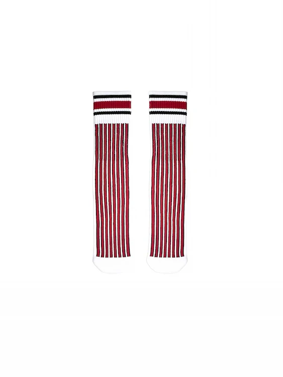 Men's Thick Crew Socks with Black and White Vertical Stripes - Image 4