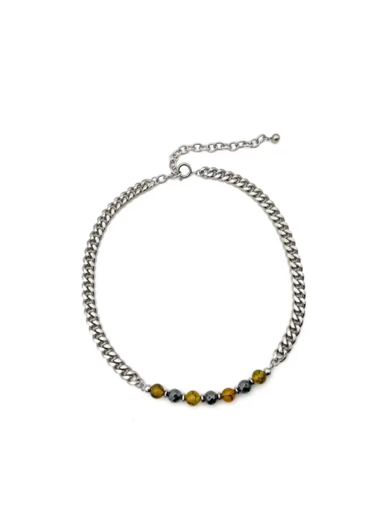 Natural Stone Beaded Cuban Link Chain - Image 5