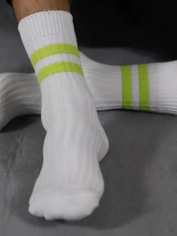 Preppy Style Skateboard Striped Crew socks - Image 3