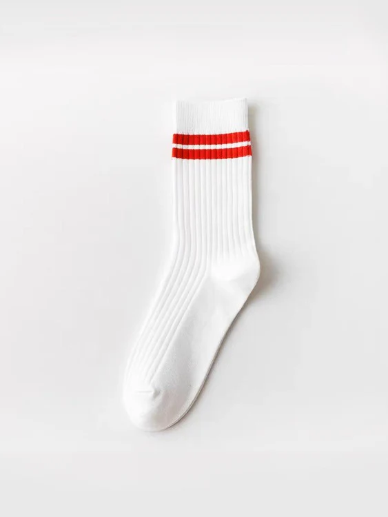 Preppy Style Skateboard Striped Crew socks - Image 4