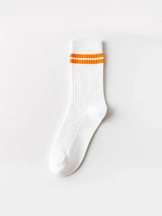 Preppy Style Skateboard Striped Crew socks - Image 5