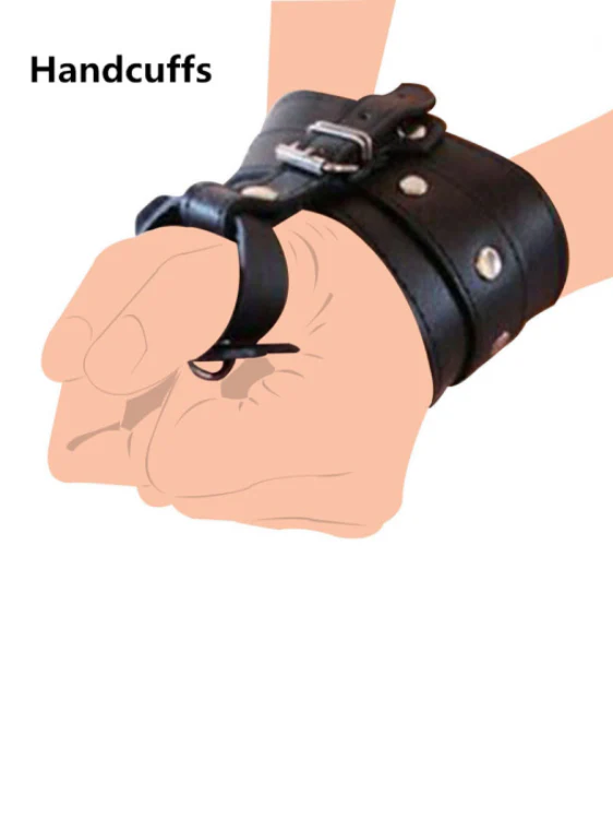 PU Leather Hand Wrist to Thumbs Cuffs Bondage Belts - Image 3