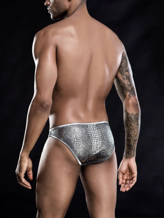 Seductive Snake-patterned Faux Leather Underwear - Image 4