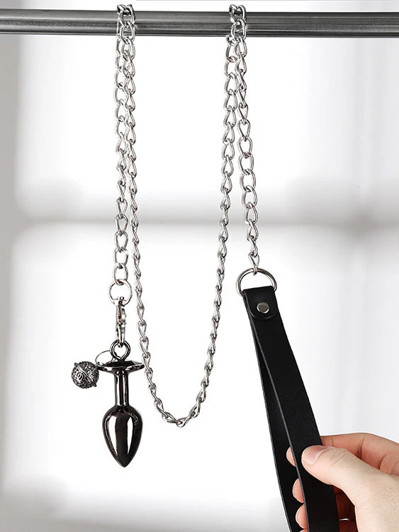 Stainless Steel Anal Plug With Bell And Chain - Image 3