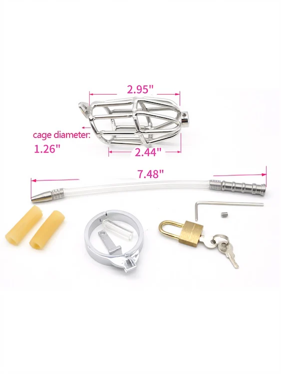 Stainless Steel Chastity Device With Urethral Sounding - Image 3