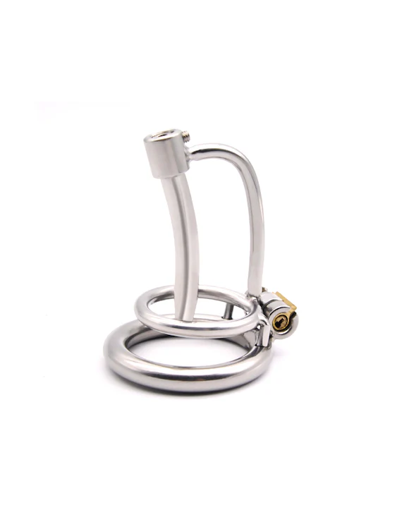 Stainless Steel Cock Cage With 3 Pee Tubes For BDSM Chastity Game - Image 4